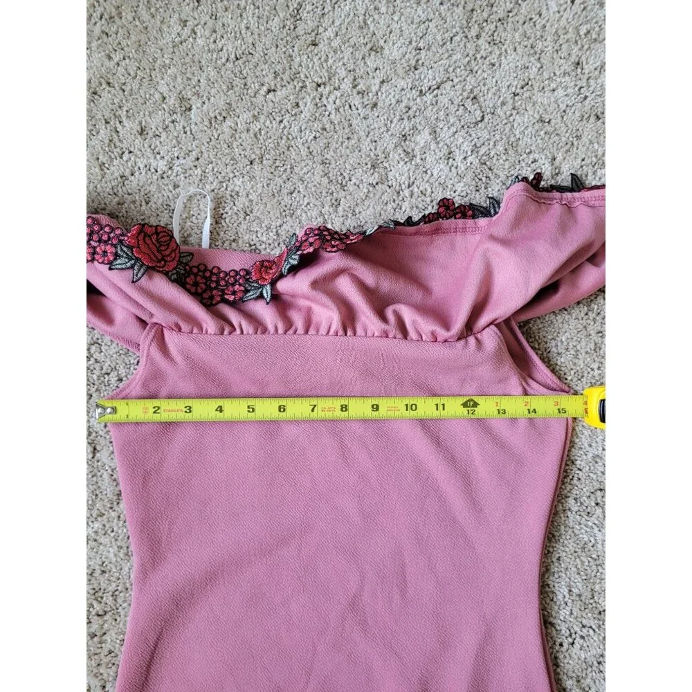 NWT Fashion Magazine Women's Hispanic Pink Cold Shoulder Bodycon Mini Dress SZ M